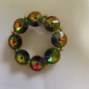 Vintage WEISS Demi Rivoli Watermelon Rhinestones Brooch.